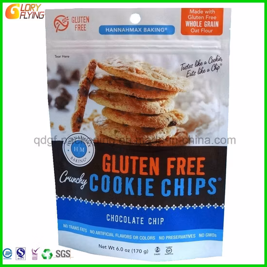 Papel laminado/Biodegradable/Envases de plástico de calidad alimentaria Ziplock/Cremallera/Bolsa de té para paquete de aluminio Bolsa de alimentos Doypack con ventana para embalaje de galletas/chips.