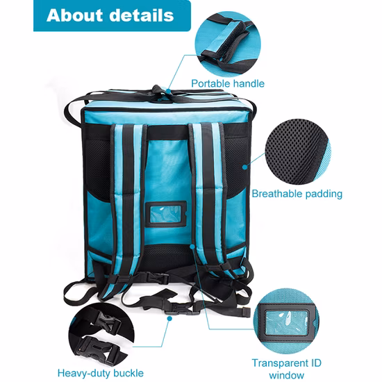 Motocicleta de doble capa 500d PVC impermeable enfriador de hielo papel de aluminio aislado entrega de alimentos bolsa de pizza bolsa de entrega de alimentos mochila bolsas térmicas de almuerzo reutilizables